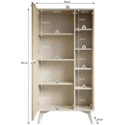 Meubella - Boekenkast Essence - Beige - Licht eiken - 80 cm