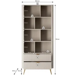Meubella - Boekenkast Lima - Beige - 88 cm