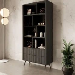 Meubella - Boekenkast Lima - Zwart - 88 cm