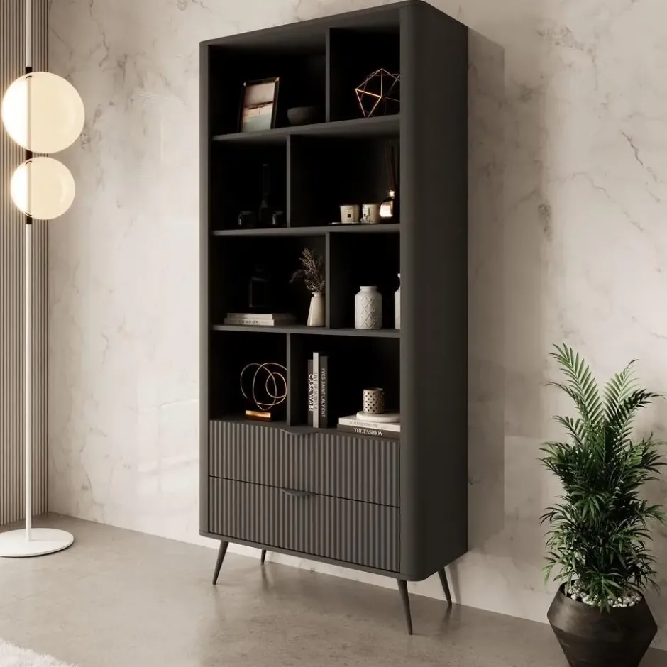 Meubella - Boekenkast Lima - Zwart - 88 cm