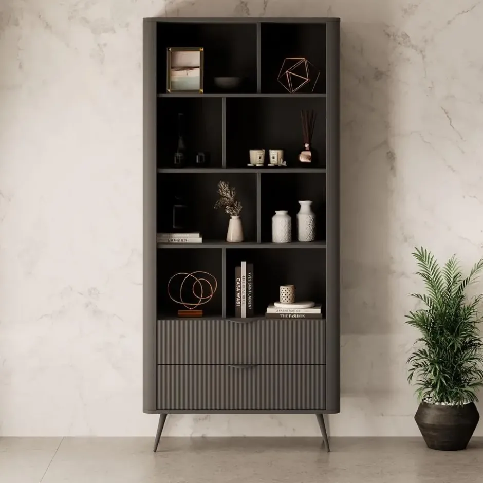 Meubella - Boekenkast Lima - Zwart - 88 cm