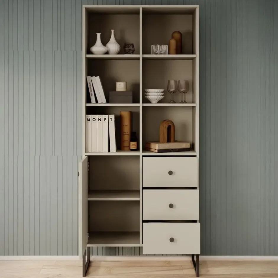 Meubella - Boekenkast Lyndall - Beige - 77 cm