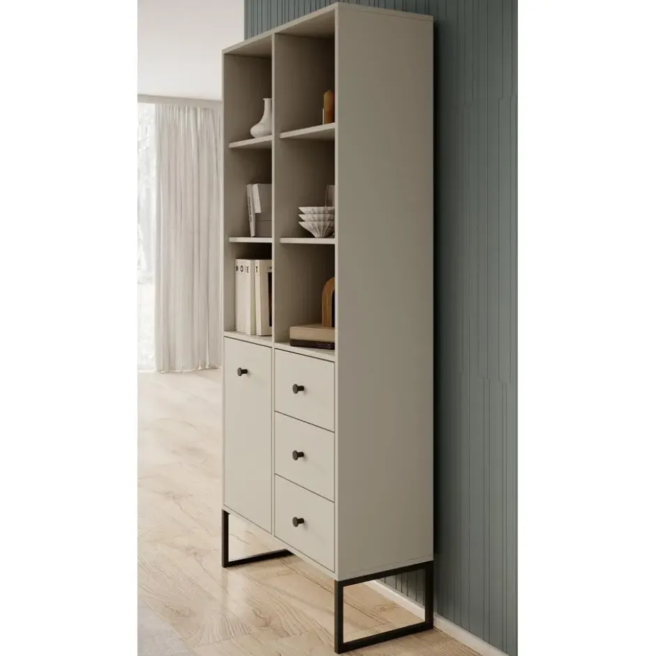 Meubella - Boekenkast Lyndall - Beige - 77 cm