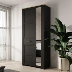 Meubella - Borello - Kledingkast 2 deurs - Zwart - 94x42x205 cm