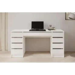 Meubella - Bureau Avio 2 - Wit hoogglans - 154 cm