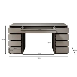 Meubella - Bureau Avio 2 - Wit hoogglans - 154 cm