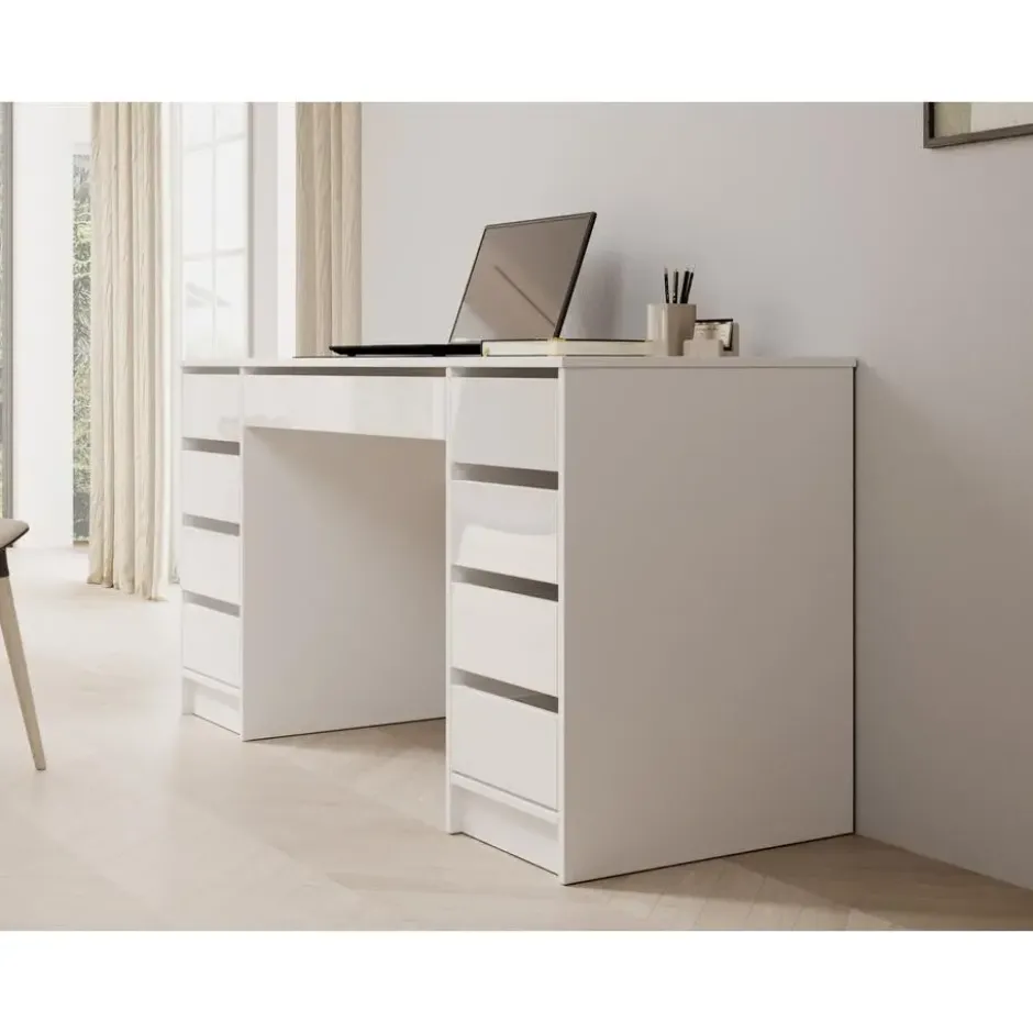 Meubella - Bureau Avio 2 - Wit hoogglans - 154 cm