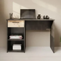 Meubella - Bureau Hyatt - Eiken - Wit - 156 cm