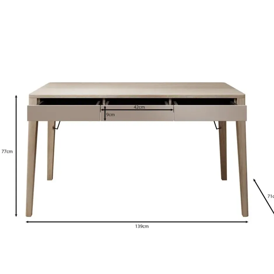 Meubella - Bureau Mazar - Licht eiken - 139 cm