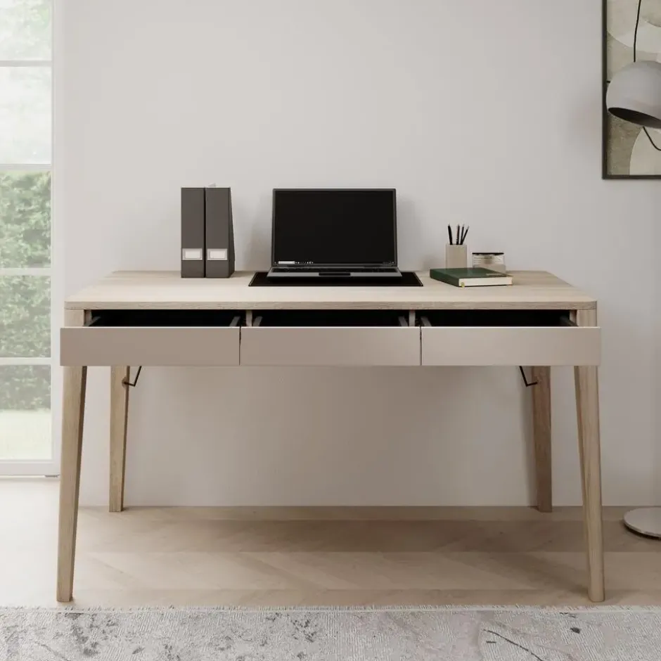 Meubella - Bureau Mazar - Licht eiken - 139 cm