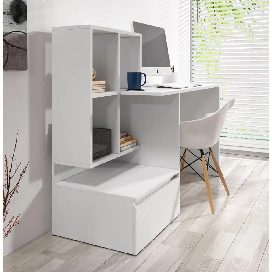 Meubella - Bureau Pierre 2 - Wit - 145 cm