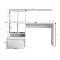 Meubella - Bureau Pierre 2 - Wit - 145 cm