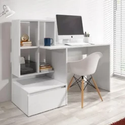 Meubella - Bureau Pierre 2 - Wit - 145 cm