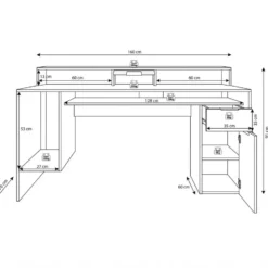 Meubella - Bureau Ryan - Grijs - Eiken - 160 cm