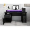 Meubella - Bureau Tamara 3 - Zwart - 160 cm - Met LED