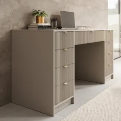 Meubella - Bureau Tavares 2 - Beige - 154 cm