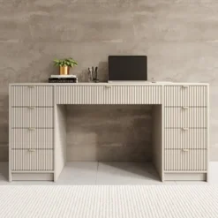 Meubella - Bureau Tavares 2 - Beige - 154 cm