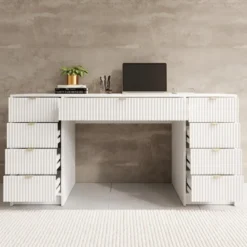 Meubella - Bureau Tavares 2 - Wit - 154 cm