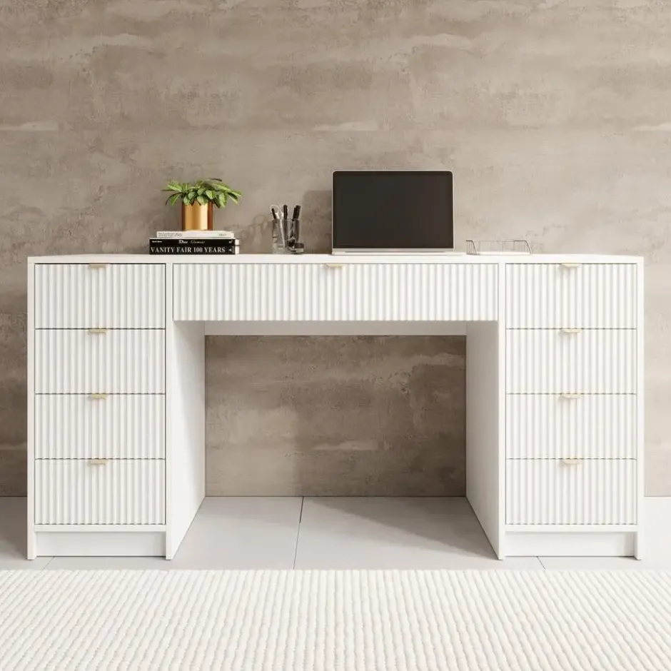 Meubella - Bureau Tavares 2 - Wit - 154 cm