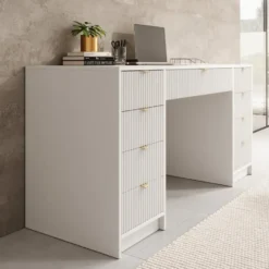 Meubella - Bureau Tavares 2 - Wit - 154 cm