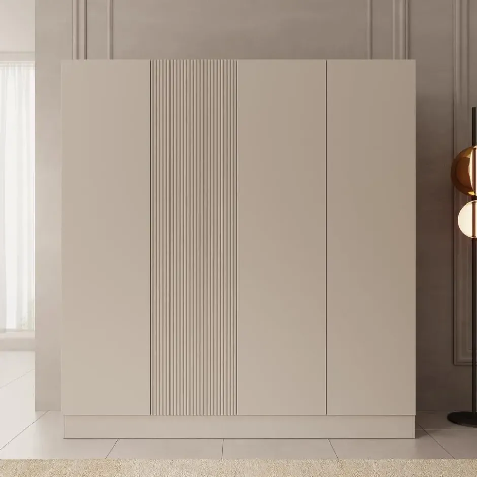 Meubella - Capri - Kledingkast 4-deurs - Beige - 205x55x220 cm