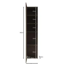 Meubella - Cruzar - Vitrinekast - Zwart - 40x30x180 cm