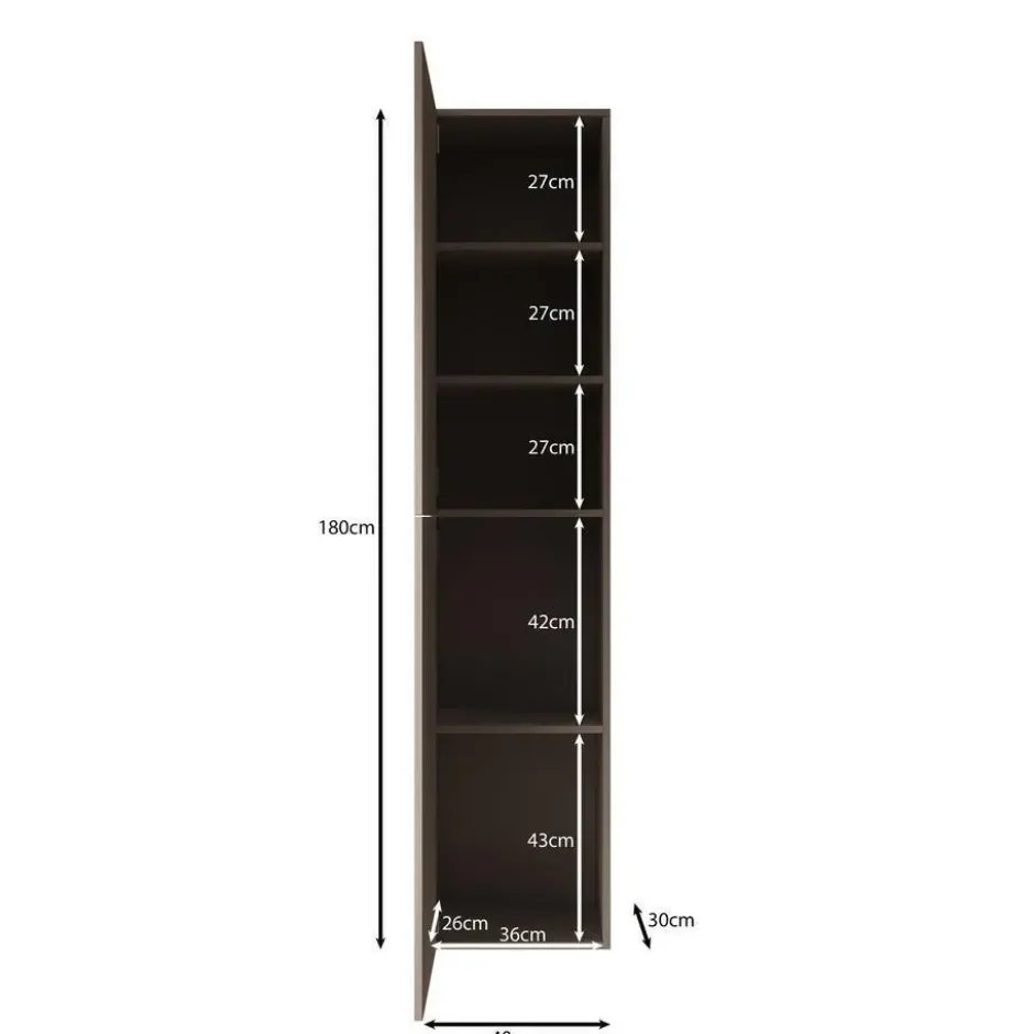 Meubella - Cruzar - Vitrinekast - Beige - 40x30x180 cm