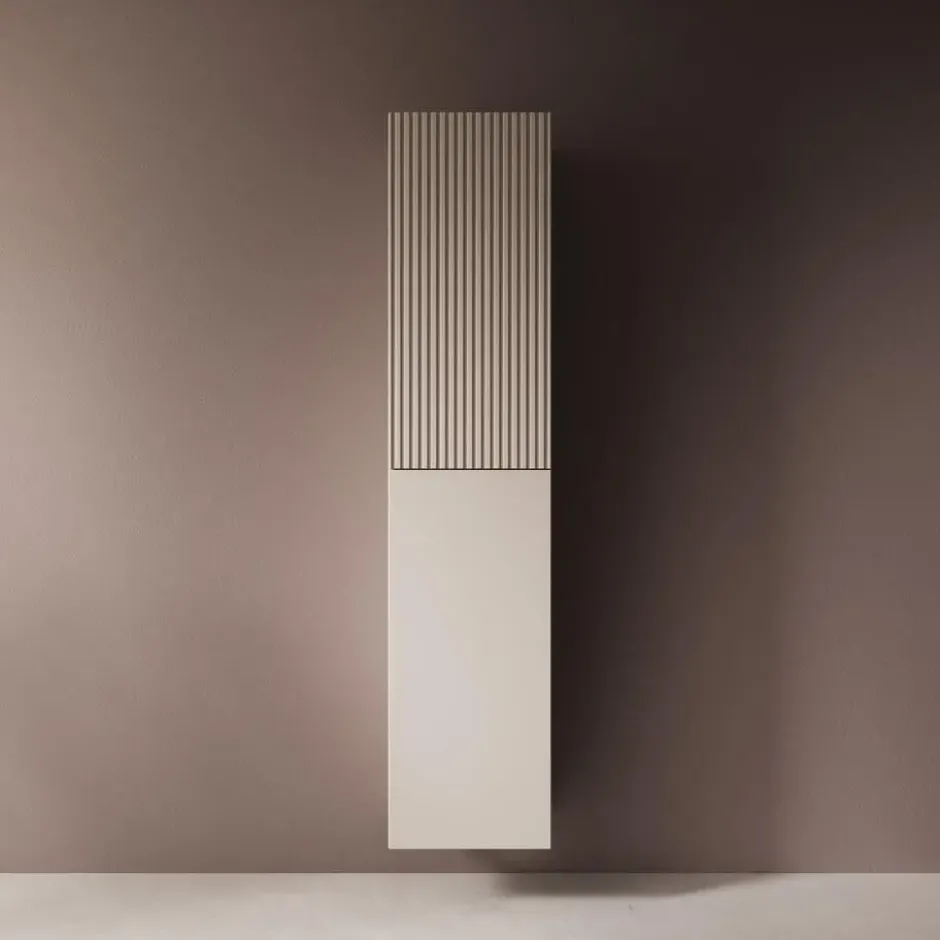 Meubella - Cruzar - Vitrinekast - Beige - 40x30x180 cm