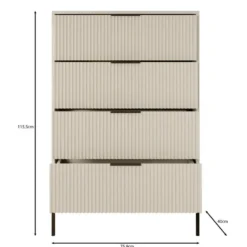 Meubella - Delaware - Ladekast 4 lades - Beige - 76x40x116 cm