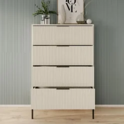 Meubella - Delaware - Ladekast 4 lades - Beige - 76x40x116 cm