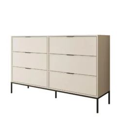 Meubella - Dominica - Ladekast met 6 lades - Beige - 150x40x92 cm