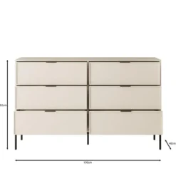 Meubella - Dominica - Ladekast met 6 lades - Beige - 150x40x92 cm