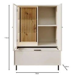 Meubella - Dominica - Vitrinekast - Beige - 76x40x184 cm