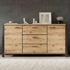 Meubella - Dressoir Acapulco - Eiken - Zwart - 180 cm