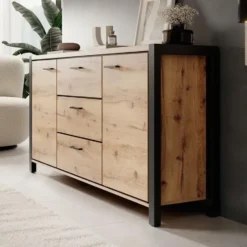 Meubella - Dressoir Acapulco - Eiken - Zwart - 180 cm