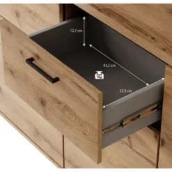 Meubella - Dressoir Acapulco - Eiken - Zwart - 213 cm