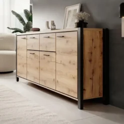 Meubella - Dressoir Acapulco - Eiken - Zwart - 213 cm