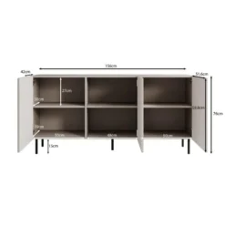 Meubella - Dressoir Alex - Beige - 156 cm