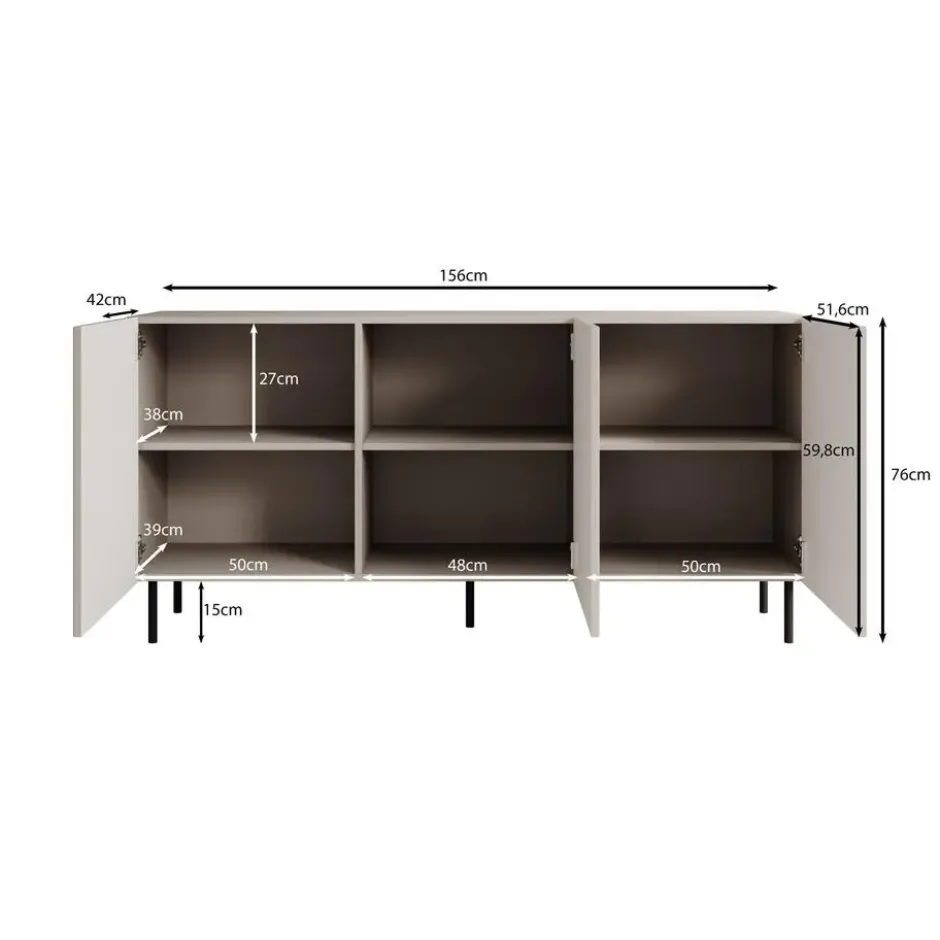 Meubella - Dressoir Alex - Beige - 156 cm