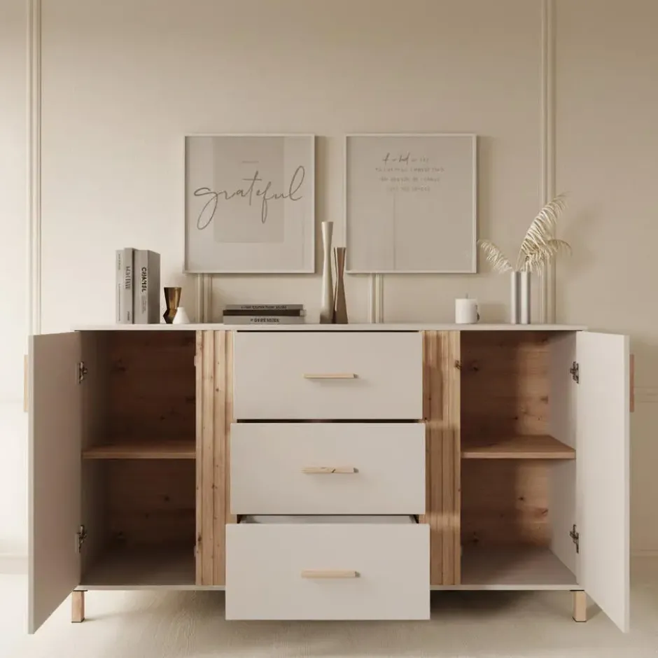 Meubella - Dressoir Bahia - Beige - 163 cm