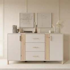 Meubella - Dressoir Bahia - Beige - 163 cm