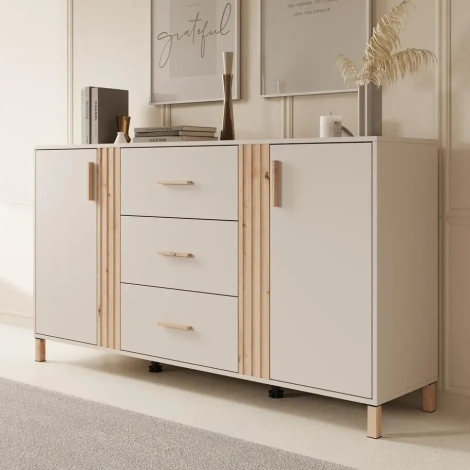 Meubella - Dressoir Bahia - Beige - 163 cm