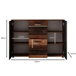 Meubella - Dressoir Bellini - Grijs - 120 cm