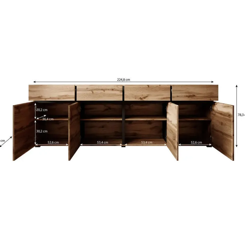 Meubella - Dressoir Cainan - Groen - 225 cm