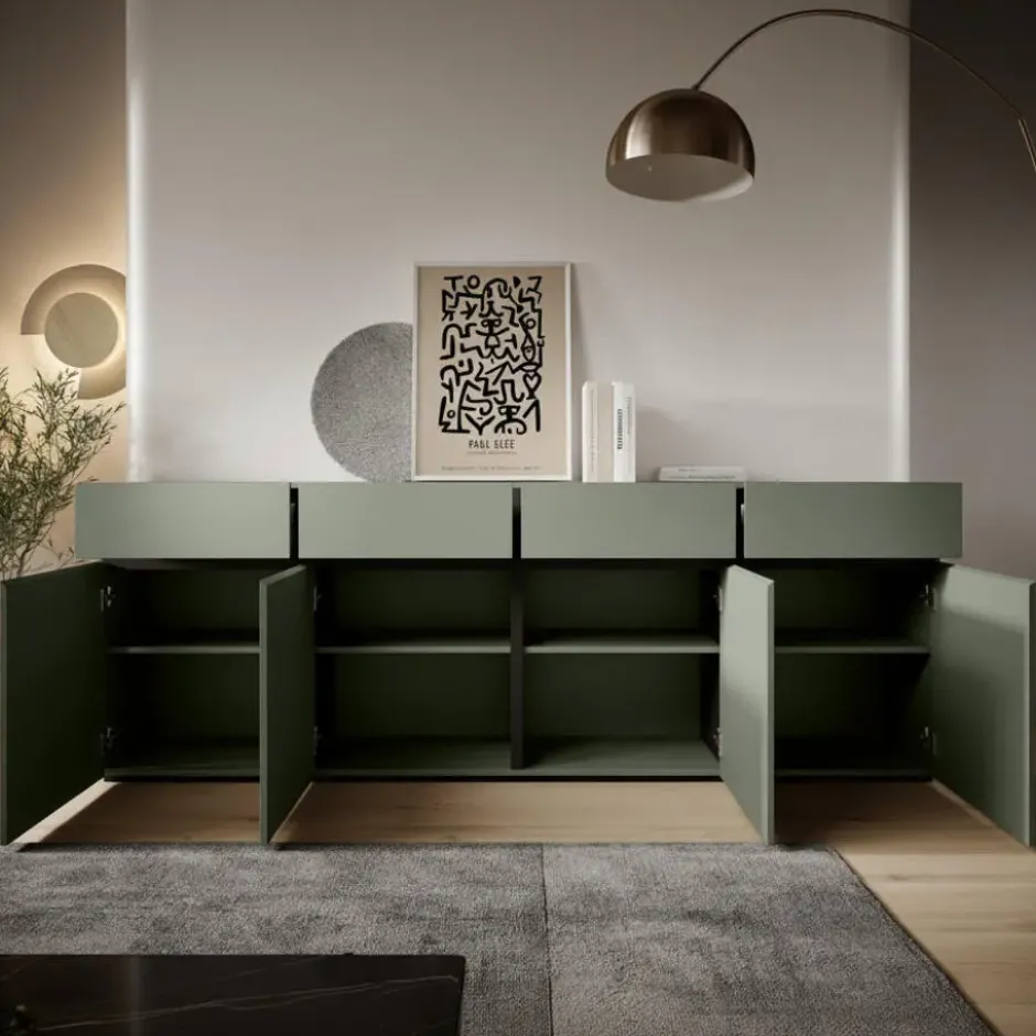 Meubella - Dressoir Cainan - Groen - 225 cm