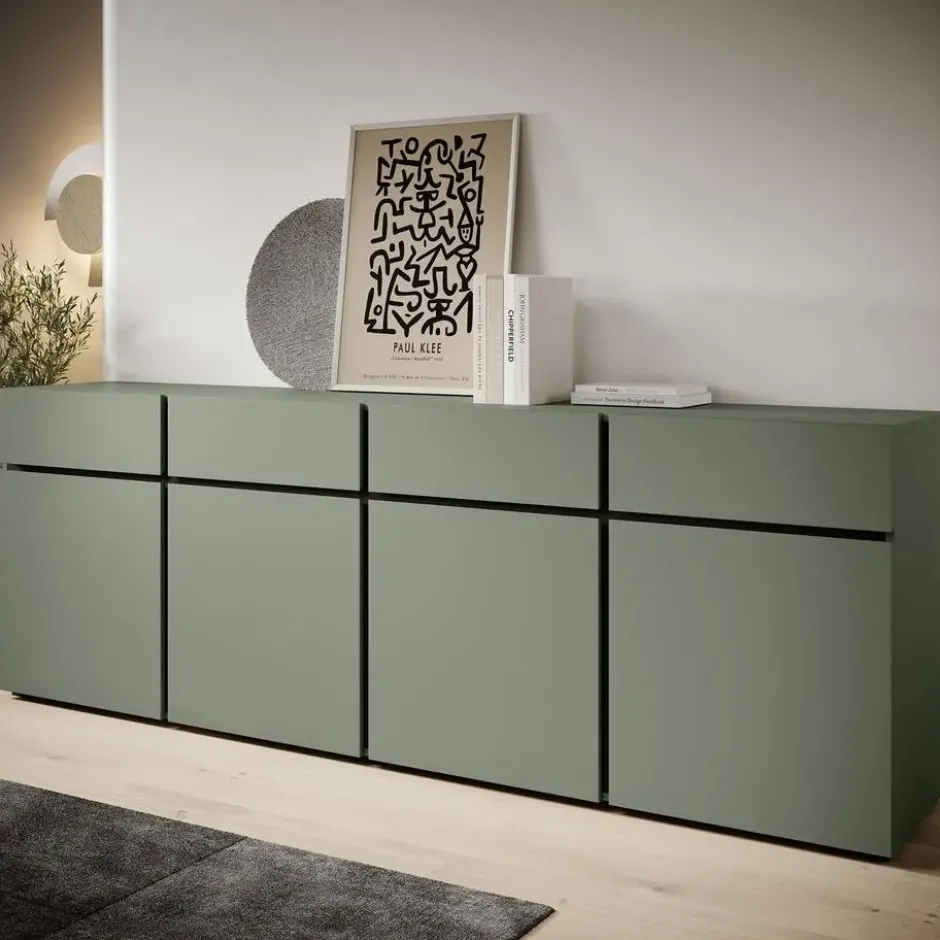 Meubella - Dressoir Cainan - Groen - 225 cm