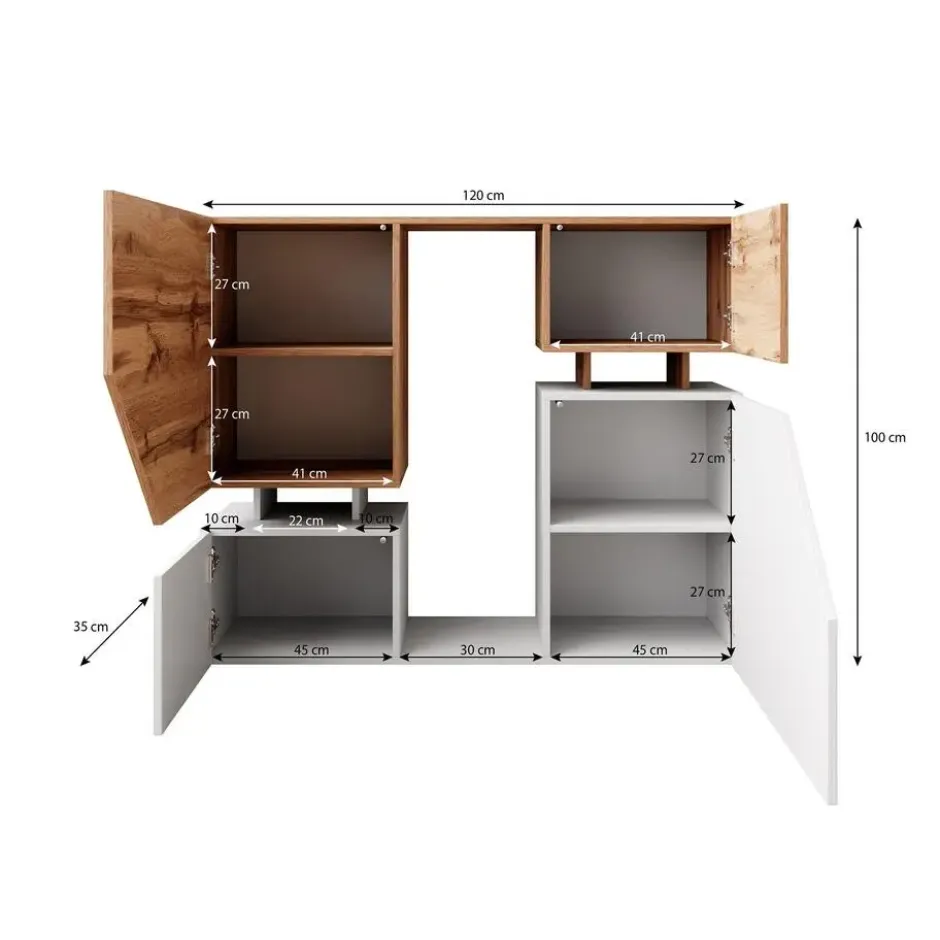 Meubella - Dressoir Canberra - Eiken - Antraciet - 120 cm