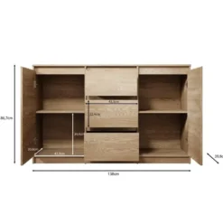 Meubella - Dressoir Cuarto - Eiken - 138 cm