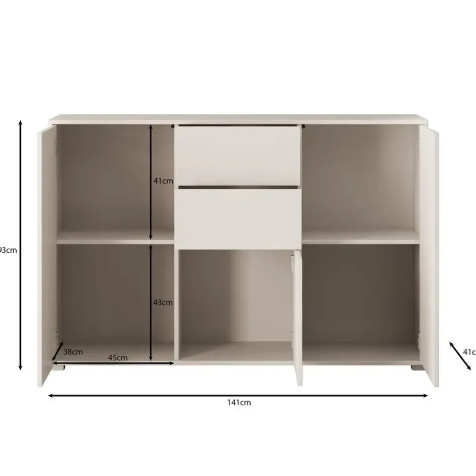 Meubella - Dressoir Gideon - Beige - 141 cm