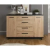 Meubella - Dressoir Incala - Eiken - Zwart - 135 cm